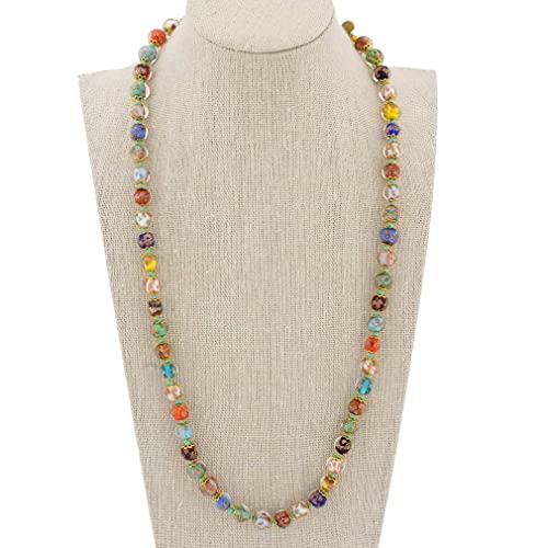 Glass Of Venice Murano Glass Necklace Longer Length 24-Inch Plus Extender - Italian Multicolor Sommerso Sparkling Beads Handmade Blown Glass - Murano Glass Necklaces for Women2