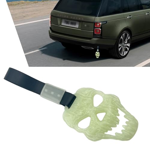 Hugwits Skull Car Drift Charm Front Rear Bumper Warning Ring with Handle Strap Horror Skeleton Car Bumper Decor Universal for Most Cars Interior Exterior Decoration (Fluorescent Green)