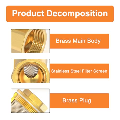 Image of GASHER 2PCS Brass 3 /4 inch Female Y Strainer Mesh Filter Valve for Water Oil Separation