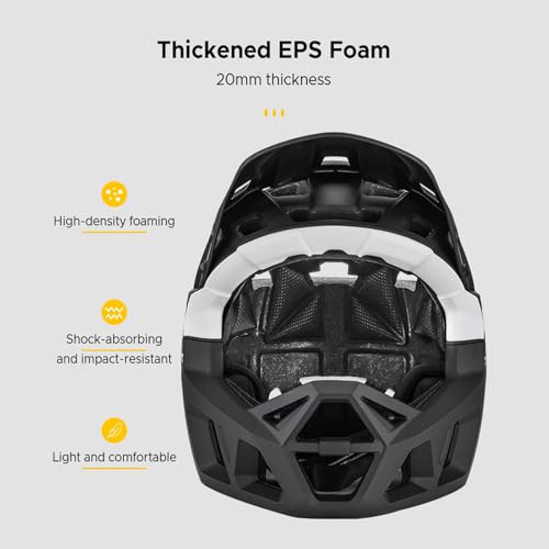 Downhill MTB Full Face Helmet Adult,SHUAIGUO Full Face Mountain Bike Helmet Adult Racing Downhill MTB Helmet for Mountain Bike,for head circumference 59-61cm(Black and White & L) - Image 4