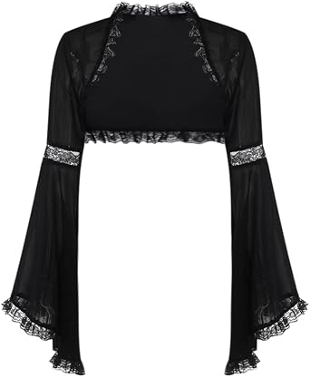 Bolero Shrug Top Trad Goth Black Shawls and Wraps for Evening Dresses Short Cardigan