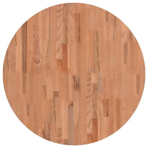 vidaXL Tischplatte, Holzplatte Holztischplatte Rund, Ersatzplatte Platte für Beistelltisch Bartisch, Massivholztischplatte Esstischplatte, Ø80x2,5 cm Massivholz Buche