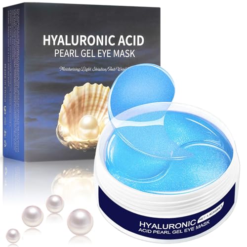 60 Piezas azul Máscara para los Ojos, Mascarilla Eye Patches con Colágeno y Ácido Hialurónico Para, Hacer Que La Piel De Los Ojos Esté Firme, Hidratada, Reduce Bolsas y Ojeras Oscuras