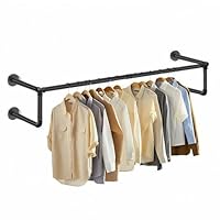 LooftMate Wall Mounted Clothes Rack 36in, Industrial Pipe Clothing Racks Wall Mount, Heavy Duty Iron Garment Racks, Space Saver Multi-purpose Hanging Rod for Laundry Room, Closet Storage, 1 Pack