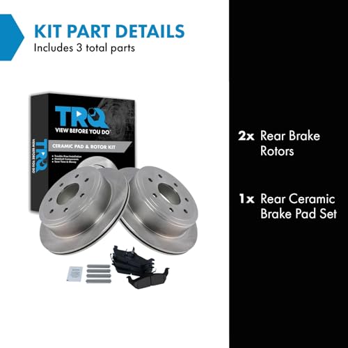 Image of TRQ Rear Brake Pad and Rotor Set Ceramic Rotors Compatible with 2004-2011 Ford F-150