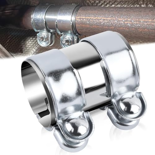 BSTDAYEVER Abrazadera Tubo Escape Conector de Tubo de Escape Doble 70x95mm Abrazadera Union Escapes Coche de Acero Inoxidable Manguito de Escapes Silenciador Adapta Mayoría Los Coches Motos