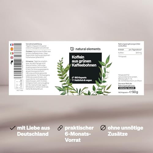 Koffeintabletten mit 200 mg Koffein 180 vegane Kapseln