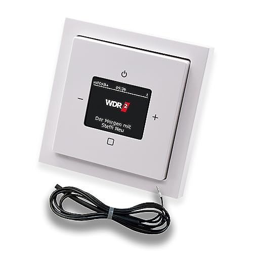 Busch Jäger DAB+ (DAB PLUS) Unterputz Radio (8215U-101) Future Linear Studioweiß, Komplett-Set 8215 U – 101, Rahmen und Radioabdeckung + 0,9 Meter EBROM Wurfantenne zur Empfangsoptimierung