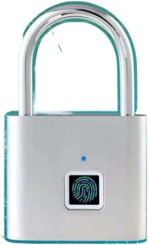 P2 Smart Fingerprint Padlock Waterproof Zinc Alloy Biometric Padlocks with Buit-in Rechargeable Battery(Black)