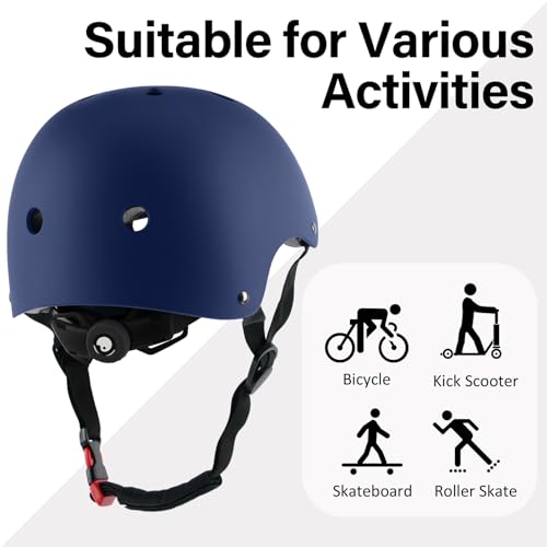 Image of Kids Skateboard Helmet for Boy and Girl, CPSC Certified Lightweight Adjustable, Multi-Sport for Cycling Skating Scooter (Navy, Small)