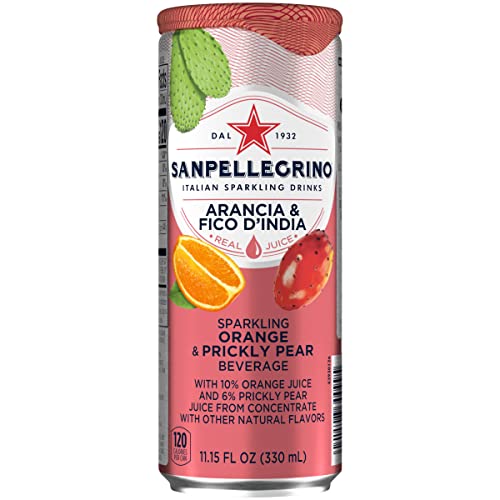 Sanpellegrino Prickly Pear And Orange Italian Sparkling Drinks, 11.15 Fl Oz. Sleek Cans (24 Count) #TOP5