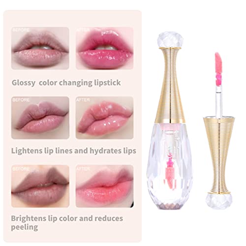 2 Pieces Color-Changing Lip Glaze Set, Magic Colors Changing Moisturizing Lip Glaze Long-Lasting Moisturizing Lip Oil Kit #TOP2
