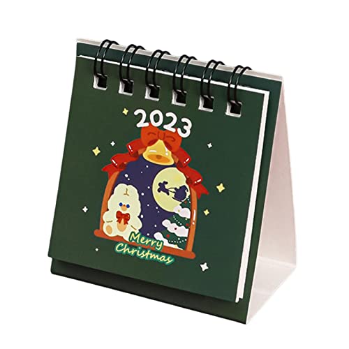 Fiauli Calendrier de Bureau 2023, Calendrier de Noël de Dessins animés avec Double Bobine, Mini déchirure Portable 2023 Mini Calendrier de Bureau de Dessin animé pour Bureau de Bureau de Bureau B Cover