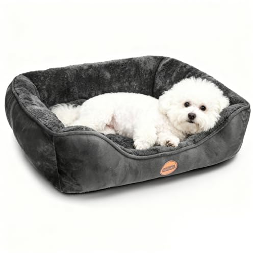Nobleza - Waschbare Hundebett, Super Weiches Nest Hundesofa mit Erhöhtem Rand & Rutschfester Unterseite für Mittel/Große Hunde, 67x57 cm (Schwarz) - M