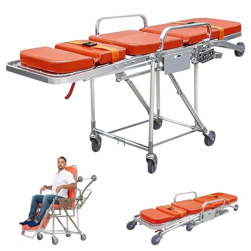 救急車用担架ベッド 救急ストレッチャートロリー 折りたたみ式アルミ合金自動負傷を輸送 患者輸送緊急ストレッチャープッシュカー取り外し可能な緊急救助ストレッチャー