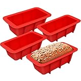 Eddeas Food Grade Silicone Mini Loaf Pan - 4 Pieces Non-Stick Bread Pan, Easy to Pop Out! Perfect for making Mini Loaf Bread, Cake & Meatloaf, BPA Free & Dishwasher Safe