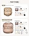 EACHY Travel Makeup Bag, Large Capacity Cosmetic Bags for Women, Waterproof Portable Open Flat Toiletry Bag Make up Bag with Divider and Handle, Gifts for Women (Brown, Large)