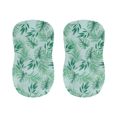 Image of Green Leaf Bar Stool Covers Seat Covers for Dining Room Chairs Set of 4,Stretch Chair Seat Slipcovers Protector Removable and Washable Kitchen Dining Chair Covers