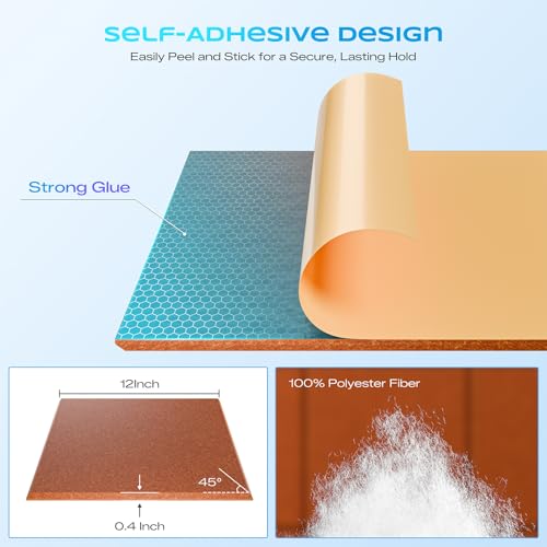 Image of 12 Pack Self-Adhesive Acoustic Panels, 12 inch X 12 inch X 0.4 inch High-Density Sound Proof Foam Panels for Walls, Soundproof Wall Panels for Home & Office (Orange)