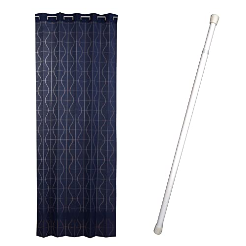 つっぱり棒付き アコーディオンカーテン カーブライン ネイビー 幅100×丈250cm 97211