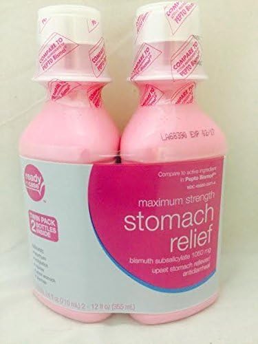 Maximum Strength Stomach Relief Bismuth Subsalicylate 1050 mg Antidiarrheal (2 Bottles (24 Fluid Ounces)) by PL Developments