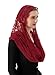 PAMOR Infinity Chapel Veil Floral Latin Mass Head Covering Lace Scarf Mantilla Veils for Church (Burgundy)