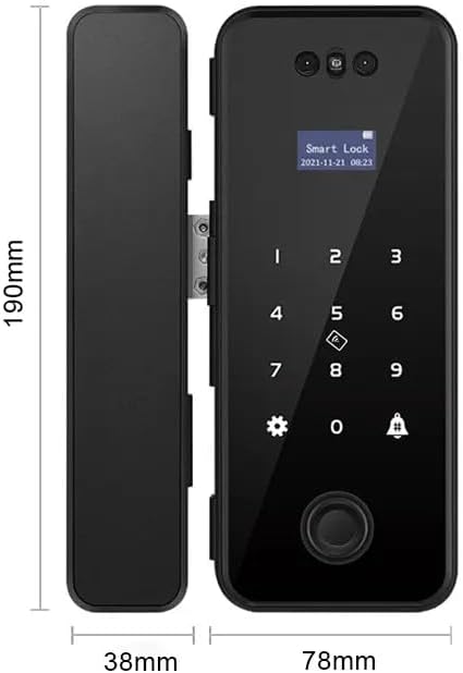 Miniatura 7 de Cerradura de cristal inteligente con reconocimiento facial WiFi 3D, cerradura de puerta biométrica de huellas dactilares, teclado digital, seguridad
