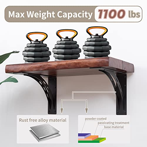16 Inch X 12 Inch Heavy Duty Shelf Bracket , Max Load 1100 Lbs ,Premium Alloy Metal Mantel Brackets (Set Of 2) Fireplace Mantel Brackets - Countertop Support Brackets (16 " X 12") #TOP2