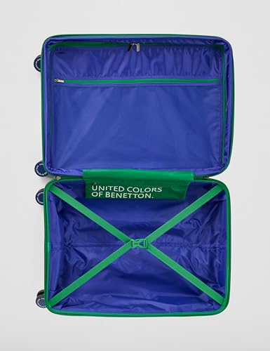 Image of United Colors of Benetton Mid Hard Luggage Emerald Plus - Navy | Check-in Trolley Bag with TSA Lock | 360 Spinner Double Wheels | Telescopic Handle | PC Shell Suitcase | 65cm | 82L Capacity