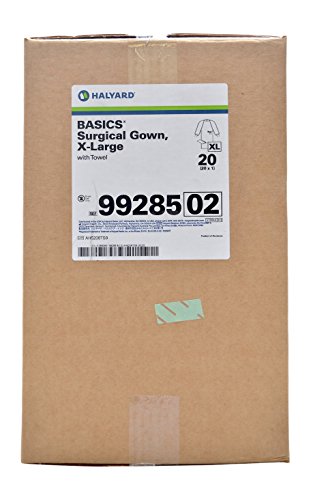 Halyard Health 99285 Basics Non-Reinforced Surgical Gown, X-Large, Sterile, Regular (Case Of 20) #TOP2