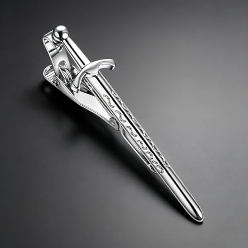 Image of Sword Tie Clip Pins for Men Unique Novelty Silver Gold Tie Bar