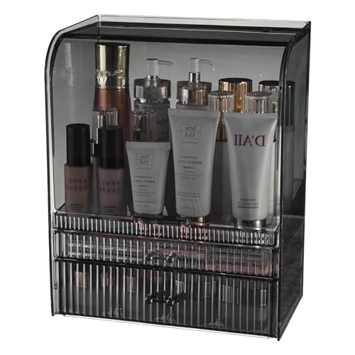 Acrylic Makeup Organizer for Vanity With Lid,Large Capacity Bathroom Countertop ...
