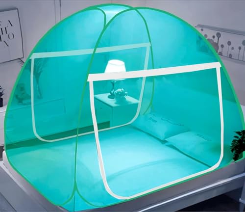 Image of Double Bed Mosquito Foldable King Size Mosquito Net | Polyester 30GSM Strong Net | 6 x 6 Feet with Foldable Steel Frame | PVC Coated Corrosion Resistant Steel Wire