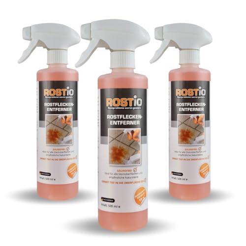 Rostio - Eliminador de óxido altamente eficaz para piedra limpiadora de piedra, mármol, granito, hormigón, azulejos y terrazas, 3 unidades