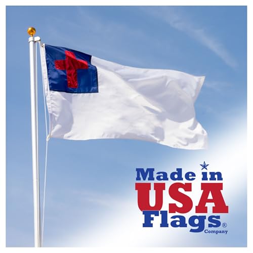 Made in USA Flags Co - 4x6 Christian Flag - SolarMax Nylon Christian Flags 4x6 Outdoor Double Sided - Religious Church Flag with Appliqued Cross - FMAA Certified, US Made