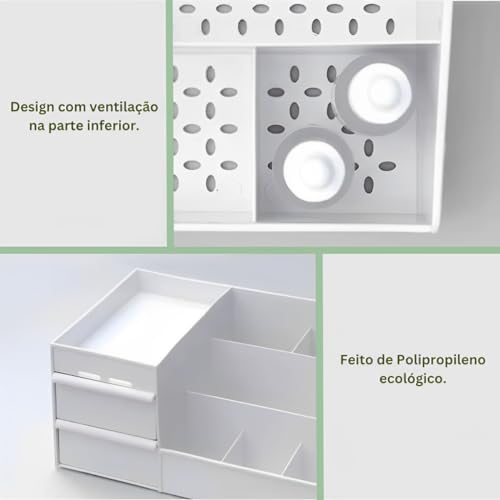 Organizador Maquiagem Escritório Mesa Cosméticos Porta Treco Gaveta Caneta Multiuso (Rosa)