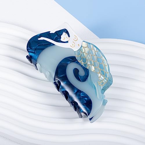 Kchies Mermaid Hair Claw Clips Blue For Women Girls Thick Fine Thin Hair Styling Accessories Large Non Slip Acetate Strong Metal Hold Jaw Barrettes Headwear Summer Holiday Gift thumb #2