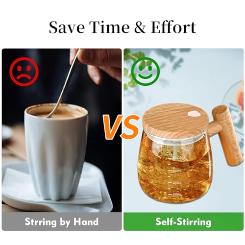 Image of Self Stirring Coffee Mug, 400ML Self Stirring Mug Electric Mixing Mug High Borosilicate Glass Mixing Coffee Mug With 55 Constant Temperature Coaster Suitable for Coffee /Milk /Egg