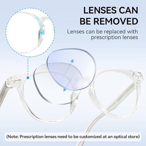 Image of Dollger Women Round Blue Light Blocking Glasses Men Retro Computer Gaming Eyeglasses Anti-Eyestrain (transparent)