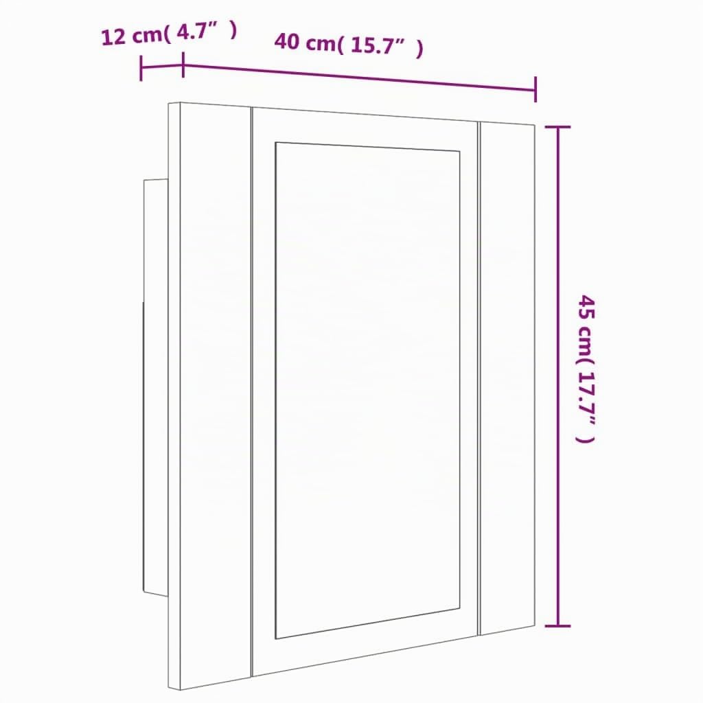 vidaXL Mobile Bagno Specchio LED Rovere Marrone 40x12x45cm Multistrato