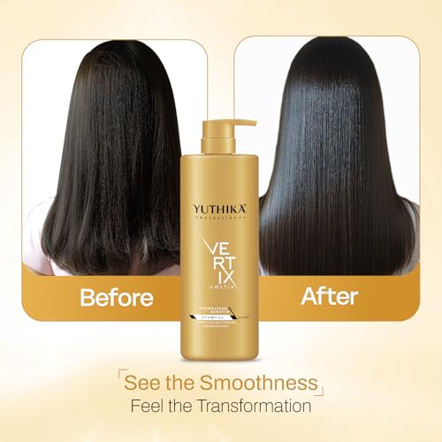 Image of Yuthika Professional Vertix Hydrolyzed Keratin Shampoo Ultimate Care & Restoration 1000ml I Post Care Shampoo For Straightened Hair, Salon Like Smooth Hair