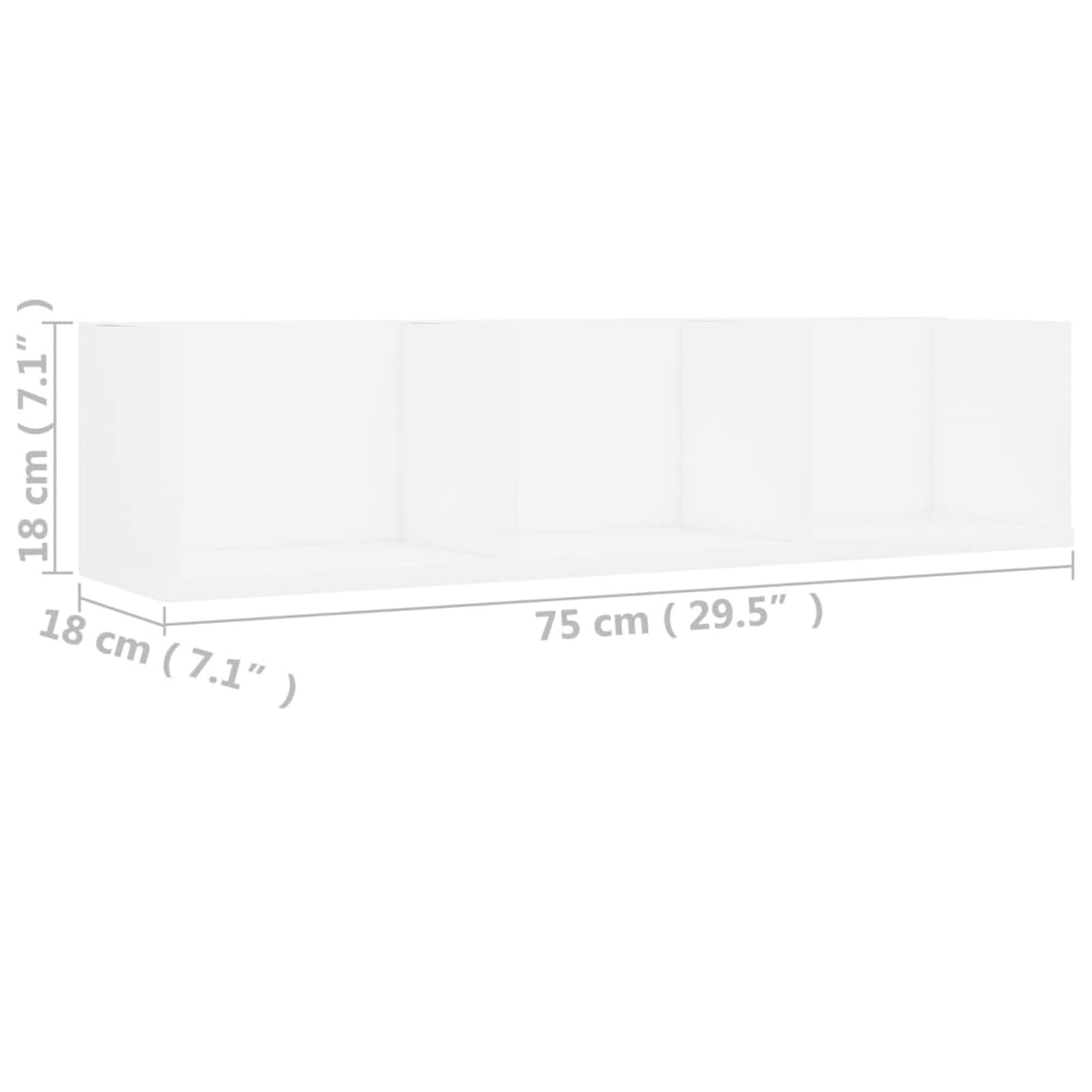 Scaffale Porta CD a Parete Bianco 75x18x18 cm in Multistrato,Scaffale a Parete,Mensole da Muro,Scaffale a Parete Moderna-801310