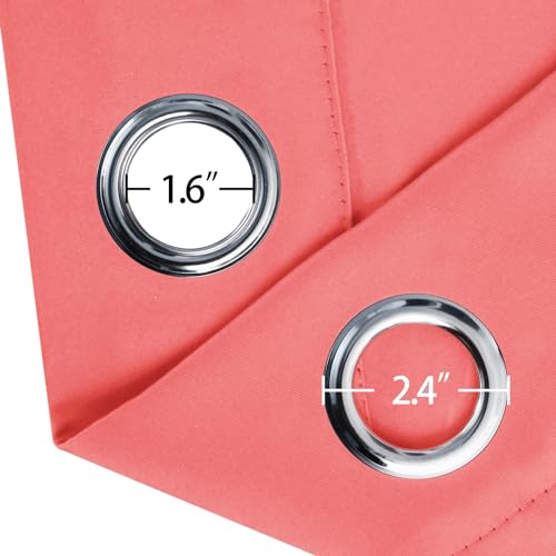 Image of LEMOMO Blackout Curtains 52 x 45 inch Coral Curtains Set of 2 Panels /Thermal Insulated Room Darkening Bedroom Curtains