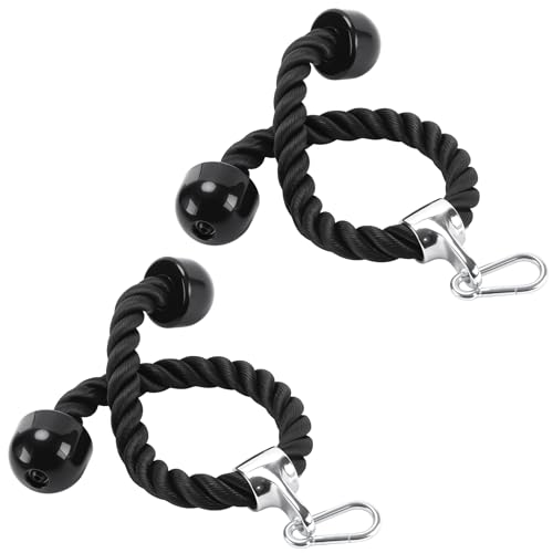 Corde de triceps torsadée lot de 2 en nylon noir de 70 cm pour musculation