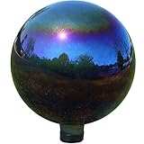 Sunnydaze 10-Inch Glass Mirrored Stainless Steel Gazing Globe - Elegant Ball Lawn Ornament - Rainbow