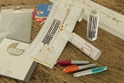 Portable, Roll-up Height Chart to Measure Children from Birth. 10 Designs. A Memento for Life- Choice of 10 Designs and Permanent Marker Pen (Large Talltape, Alphabet)