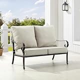 Oakland Living Black Aluminum Patio Deep Seating Outdoor Two Seater Loveseat...