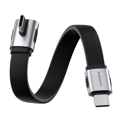 Image of Hagibis USB4 cable, 80Gbps Data Transfer, 240W Fast Charging USB-C Cable, 8K@60Hz USB 4 V2.0 Short Cable for iPhone 17 16 15 Pro Max, iPad Pro, Thunderbolt 5 /4 (Vertical 90 Degree, 15cm)