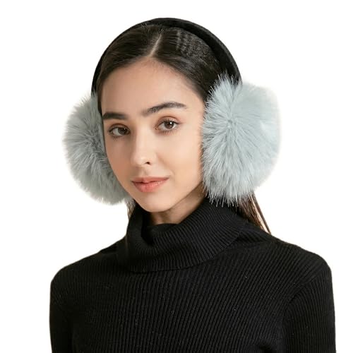 ZLYC Cache-oreilles réglable en fausse fourrure pour femmes/filles, pour l’hiver, vert menthe, taille unique