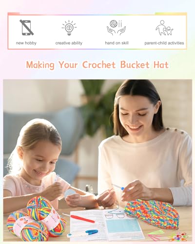 Image of Katech Easy Crochet Kit for Beginners, Learn to Crochet Hat for Adults & Kids w /Step-by-Step Instructions-Complete Crocheting Kit for Real Starter-Ideal Gift